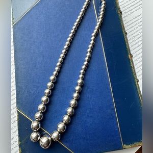 SOLD Vintage sterling silver graduated ball bead necklace